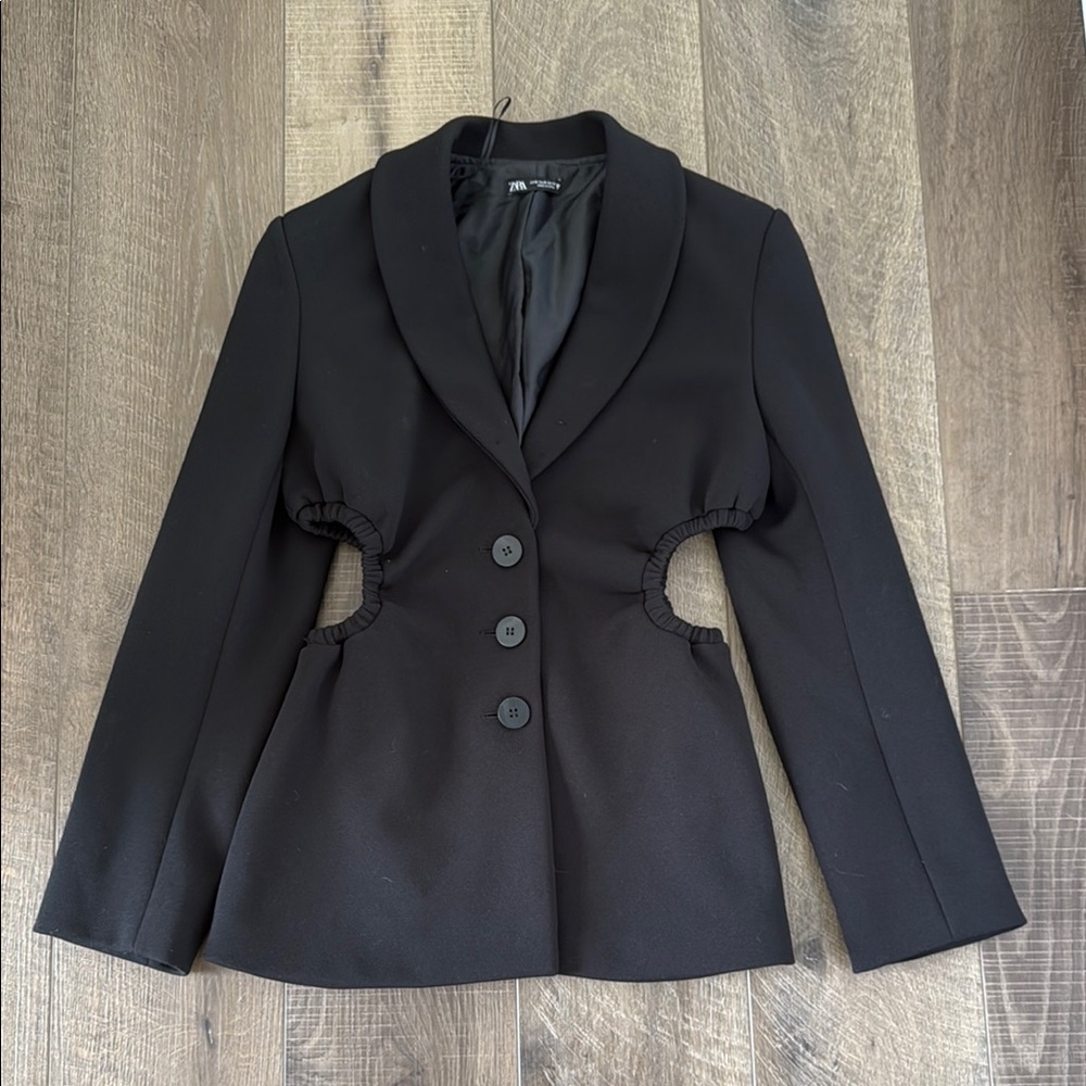 Zara Black Blazer with Button Detail